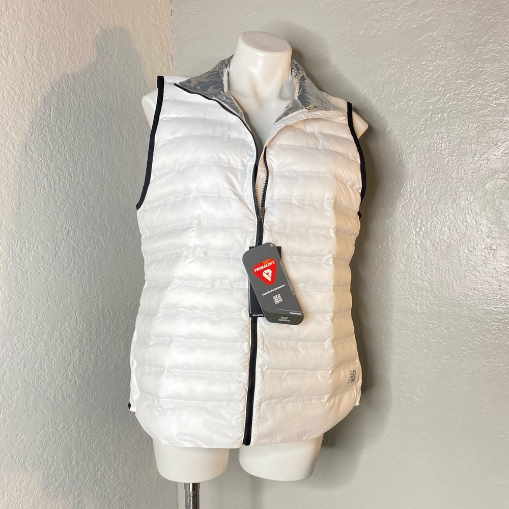 New Balance Women Radiant HEAT Vest Navy Athletic Parka Top Jackets XL